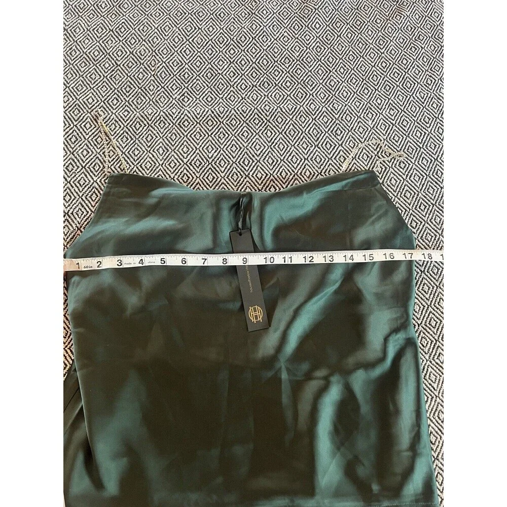 NEW! NWT HOUSE OF HARLOW Silky Cami Top Rhinestone Straps Emerald Green Size S - Picture 9 of 11